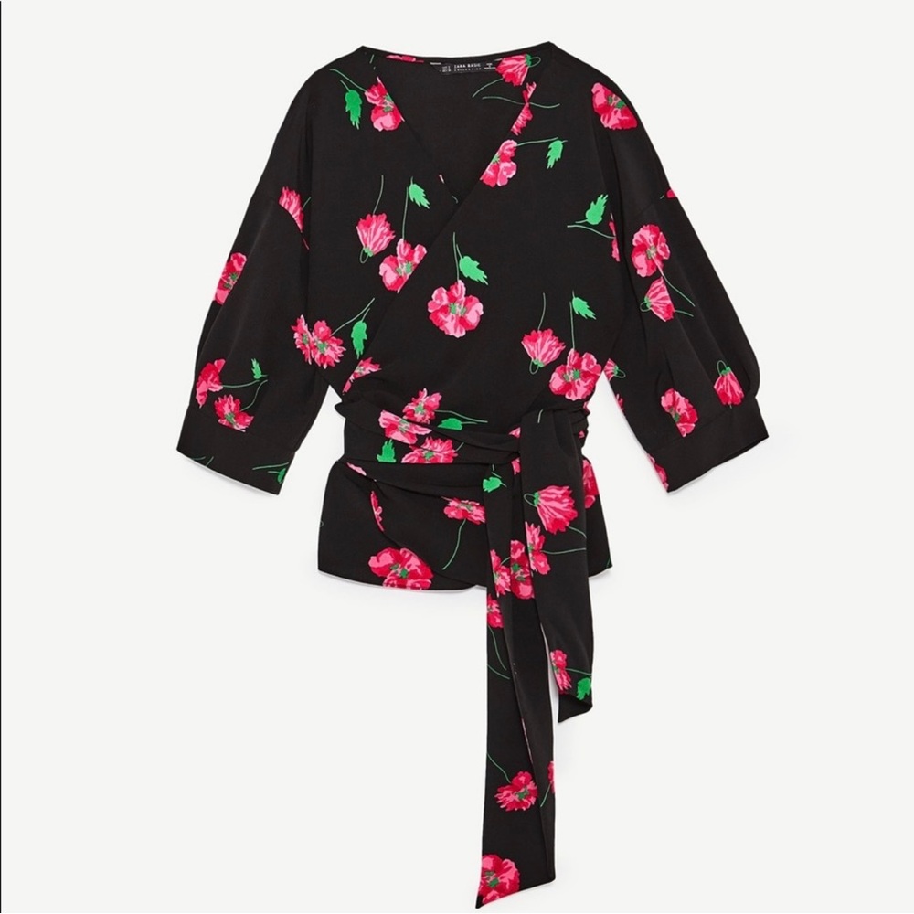 ZARA | Floral Wrap Blouse Top